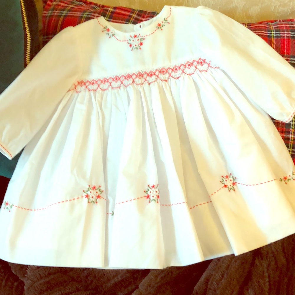 Girls hand smocked Christmas dress
